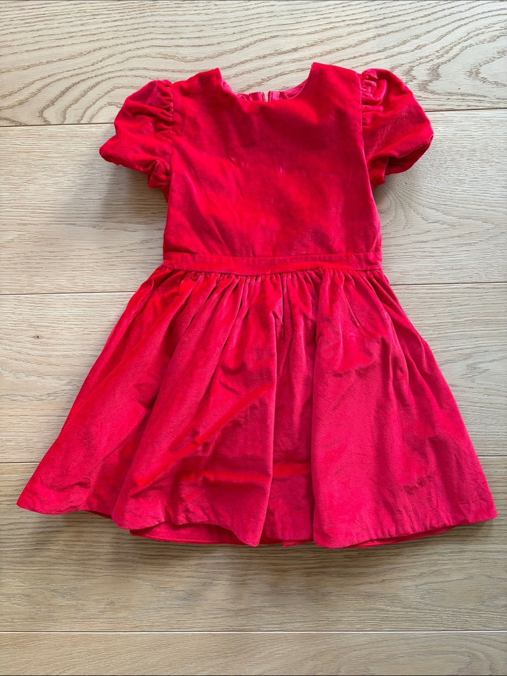 Jacadi Red Velvet Puff-Sleeve Party Dress - size 7/8